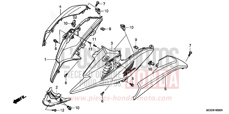 SIDE COWL for NC700X Dual Cluth ABS MAGNA RED (R201) from 2012